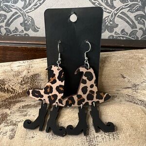 Leopard Witch Hat and Boot Earrings